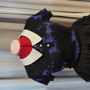 Killstar Black and Purple tye dye crop top with collar